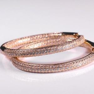 In Out Hinged Hoop 925 Silver Cubic Zirc. Earrings